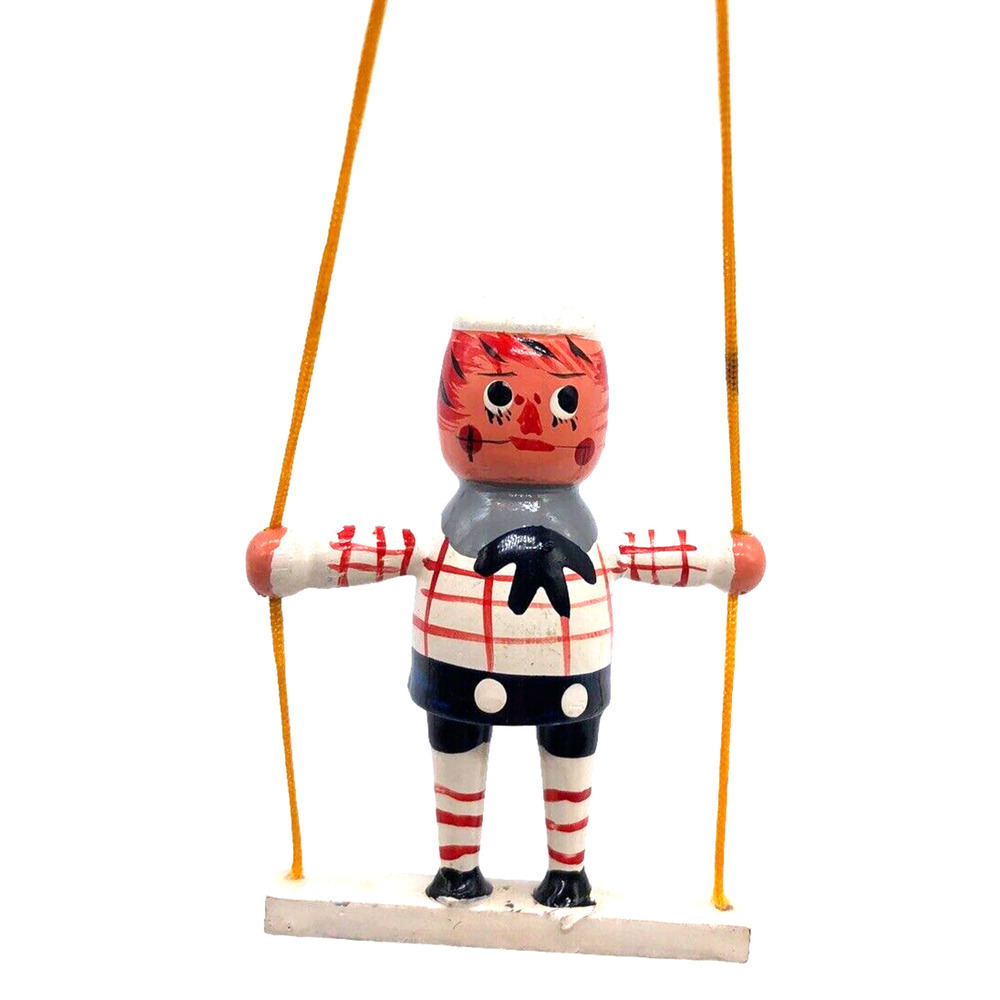 Raggedy Ann Friend Andy Christmas Ornament Vintage Folk Art Swing Sailor RARE